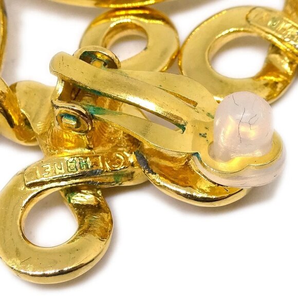 Chanel Hoop Dangle Earrings Gold Clip-On 2934 144166 - Picture 3 of 4